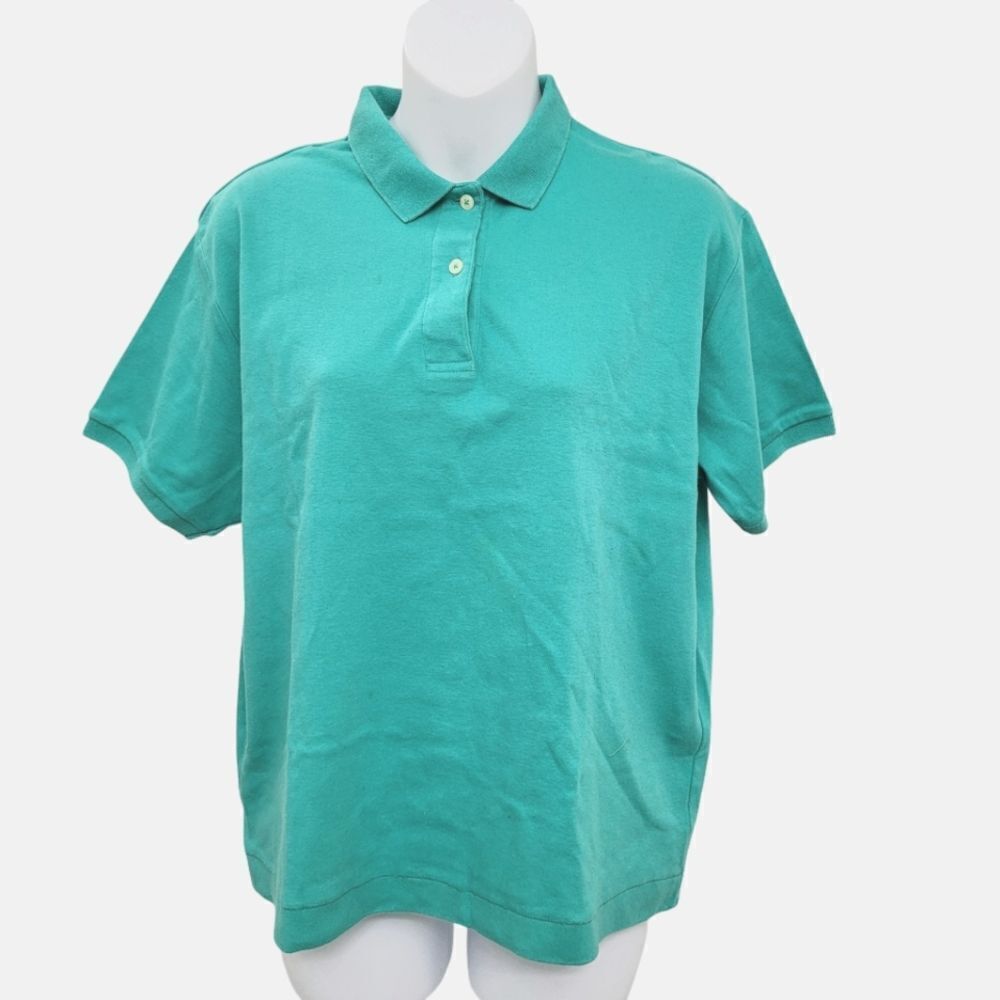 2/$20 Y2K Plain Turquoise Blue Polo Golf Shirt Size: M